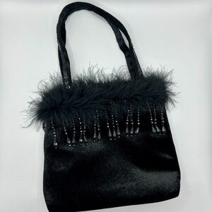 April Cornell⎪Black Feathered Bag